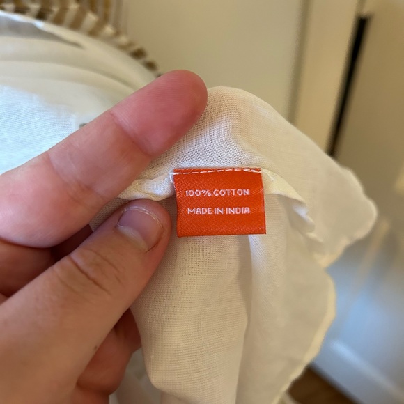 NWT Oliphant Made in India 100% Cotton Samoa Gold Stripe Ruffle Midi Dress XL - Picture 7 of 8